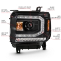 Picture of ANZO 2016-2019 GMC Sierra 1500 Projector Headlight Plank Style Black w- Sequential Amber Signal