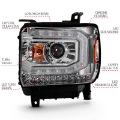 Picture of ANZO 2016-2019 Gmc Sierra 1500 Projector Headlight Plank Style Chrome w- Sequential Amber Signal