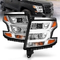 Picture of ANZO 2015-2020 Chevy Tahoe Projector Headlights Plank Style Chrome w-DRL