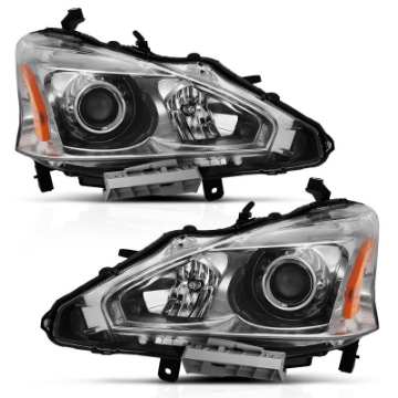 Picture of ANZO 2013-2015 Nissan Altima Projector Headlight Chrome Amber