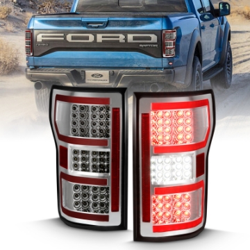 Picture of ANZO 2018-2019 Ford F-150 LED Taillight Chrome Red Light Bar w- Sequential