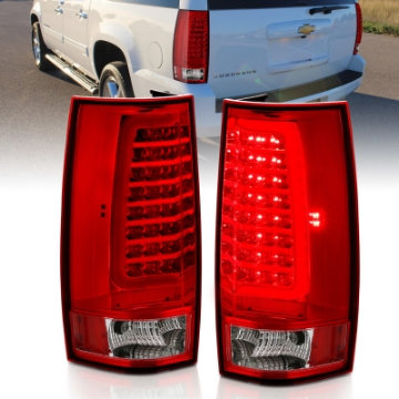 Picture of ANZO 2007-2014 Chevy Tahoe LED Taillight Plank Style Chrome With Red-Clear Lens
