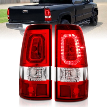 Picture of ANZO 1999-2002 Chevy Silverado 1500 LED Taillights Plank Style Chrome With Red-Clear Lens
