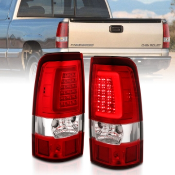 Picture of ANZO 2003-2006 Chevy Silverado 1500 LED Taillights Plank Style Chrome With Red-Clear Lens