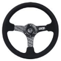 Picture of NRG Reinforced Steering Wheel 350mm - 3in- Deep Odi Bakchis Signature Solid Spokes Alcantara