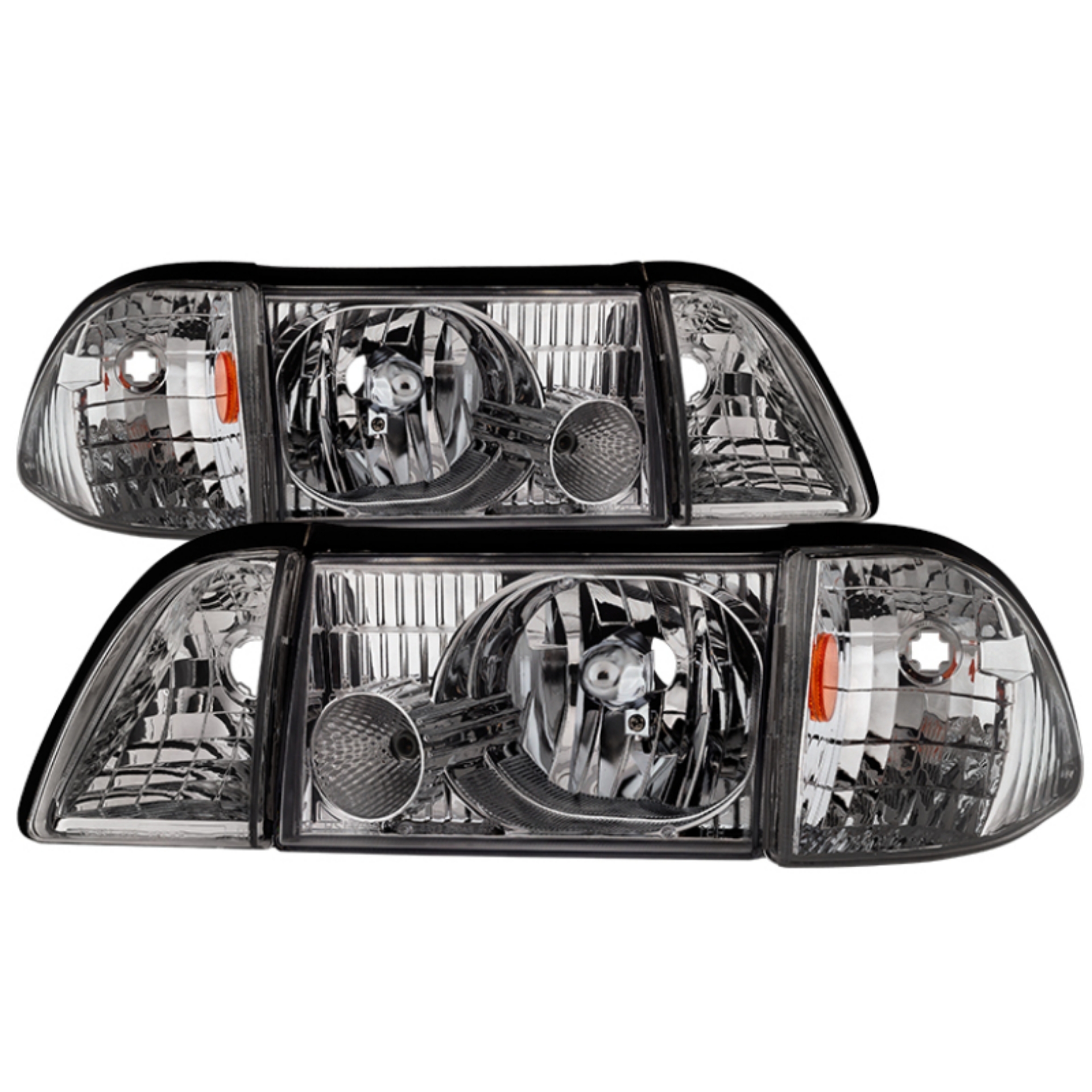 Picture of xTune Ford Mustang 87-93 OEM style Headlights 6pcs Amber - Chrome HD-JH-FM87-6PC-AM-C