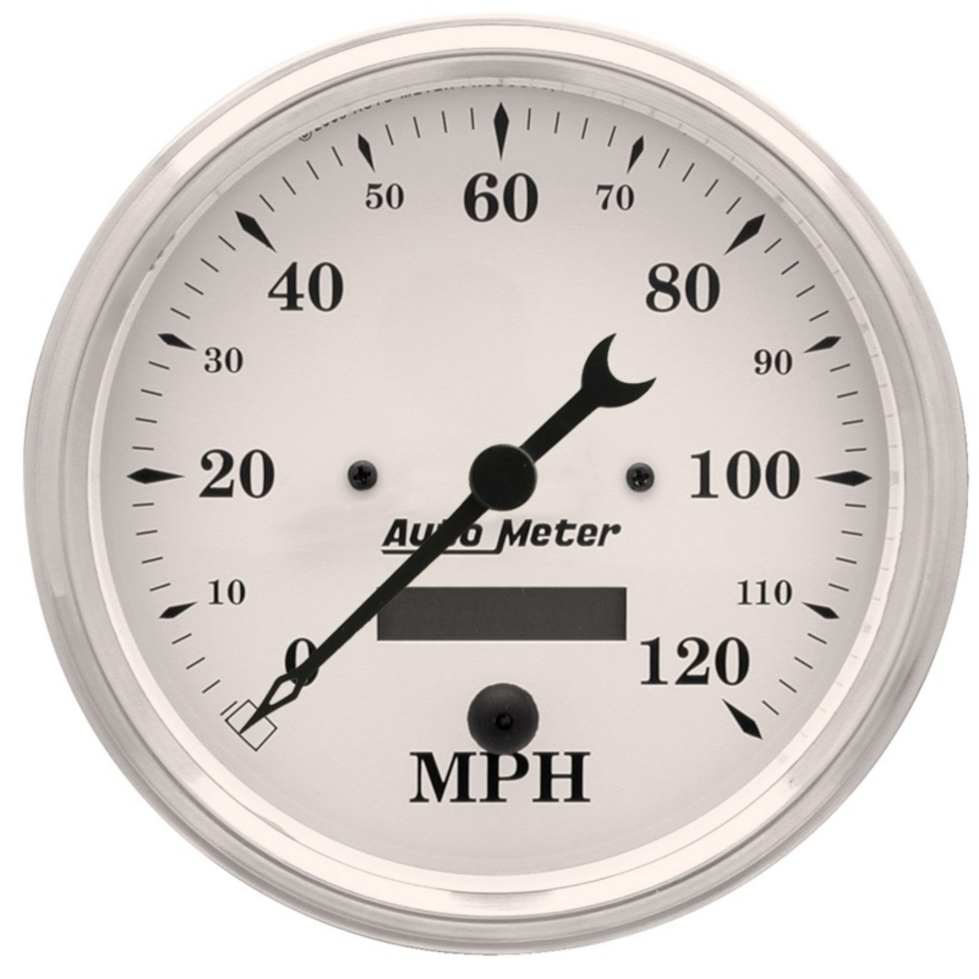 Picture of Autometer 5 inch 120mph Electric Programable w- LCD ODO Old Tyme Speedometer - White