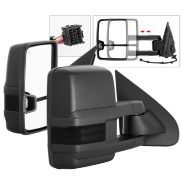 Picture of xTune Chevy Silverado 14-16 Heated Smoke LED Signal Telescoping Mirrors MIR-CSIL14S-G2-PWH-SM-SET