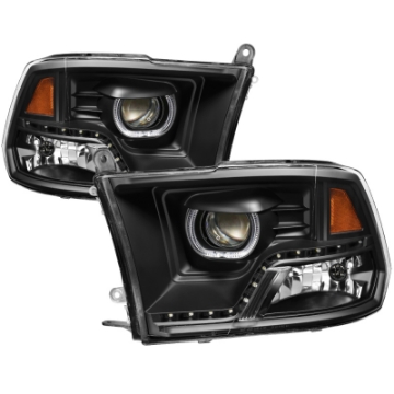 Picture of xTune Dodge Ram 2009-2014 Halo LED Projector Headlights - Black PRO-JH-DR09-CFB-BK
