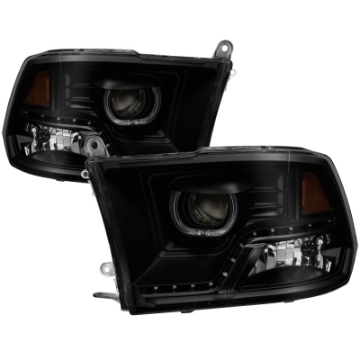 Picture of xTune Dodge Ram 2009-2014 Halo LED Projector Headlights - Black Smoke PRO-JH-DR09-CFB-BSM