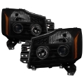 Picture of xTune Nissan Titan 04-15 Projector Headlights - LED Halo - Black Smoked PRO-JH-NTI04-LED-BSM