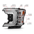 Picture of ANZO 18-20 Ford F-150 Full Led Projector Light Bar Style Headlights - Chrome Amber