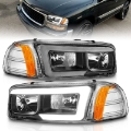 Picture of ANZO 99-17 GMC Sierra-Denali Headlights Black Amber w-C Light Bars