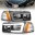 Picture of ANZO 99-17 GMC Sierra-Denali Headlights Black Amber w-C Light Bars