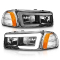Picture of ANZO 99-17 GMC Sierra-Denali Headlights Black Amber w-C Light Bars