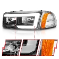 Picture of ANZO 99-17 GMC Sierra-Denali Headlights Black Amber w-C Light Bars