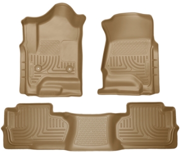 Picture of Husky Liners 14 Chevrolet Silverado-GMC Sierra Dbl Cab WeatherBeater Tan Front&2nd Seat Floor Liners
