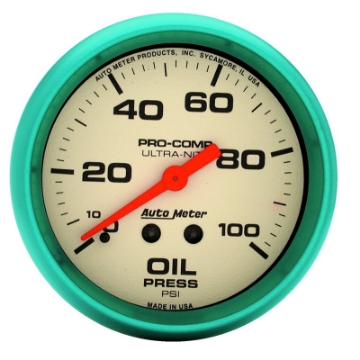 Picture of Autometer Ultra-Nite 66-7mm 0-100 PSI Mechanical Oil Pressure Gauge