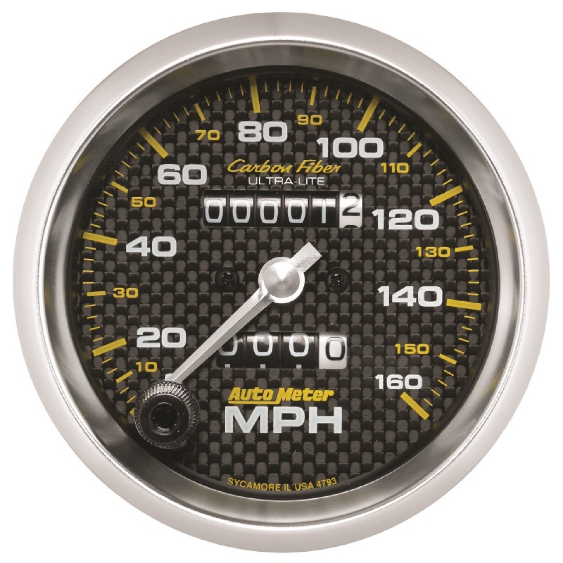 Picture of Autometer 3-3-8in Carbon Fiber 0-160MPH Mechanical Speedometer