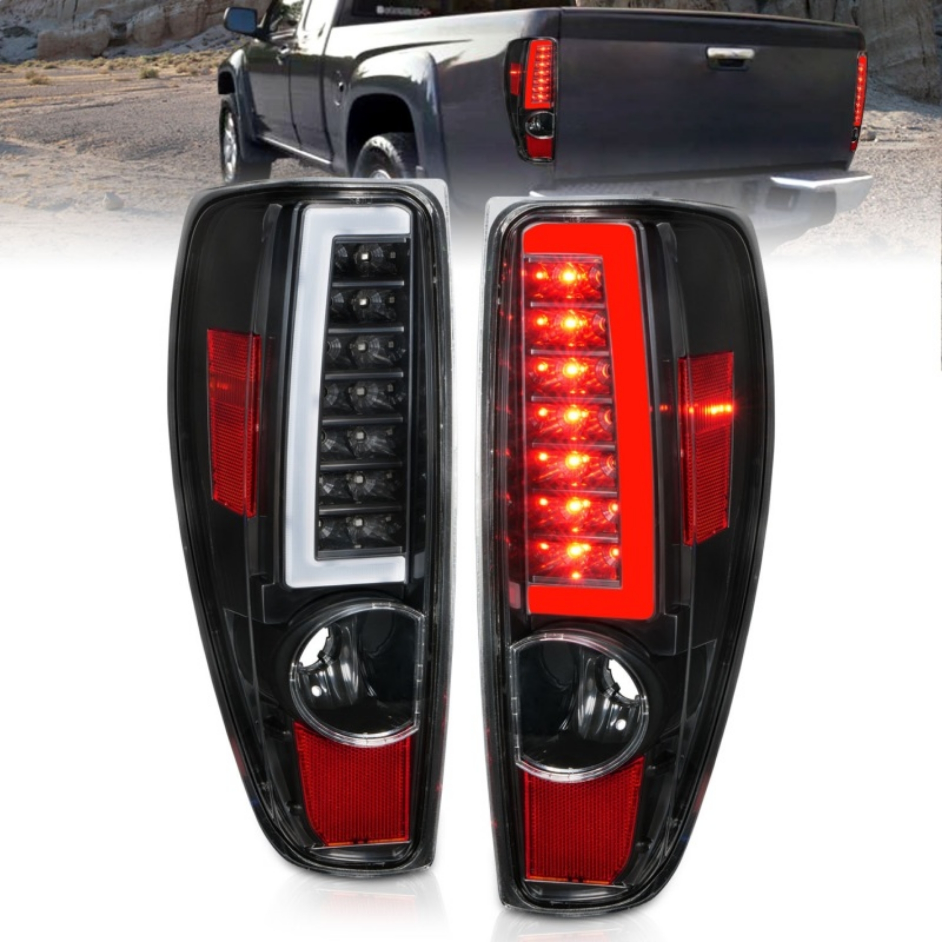 Picture of ANZO 2004-2012 Chevrolet Colorado- GMC Canyon LED Tail Lights w- Light Bar Black Housing
