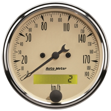 Picture of Autometer 3-1-8in 0-190km-h Antique Beige Elec- Programmable Speedometer