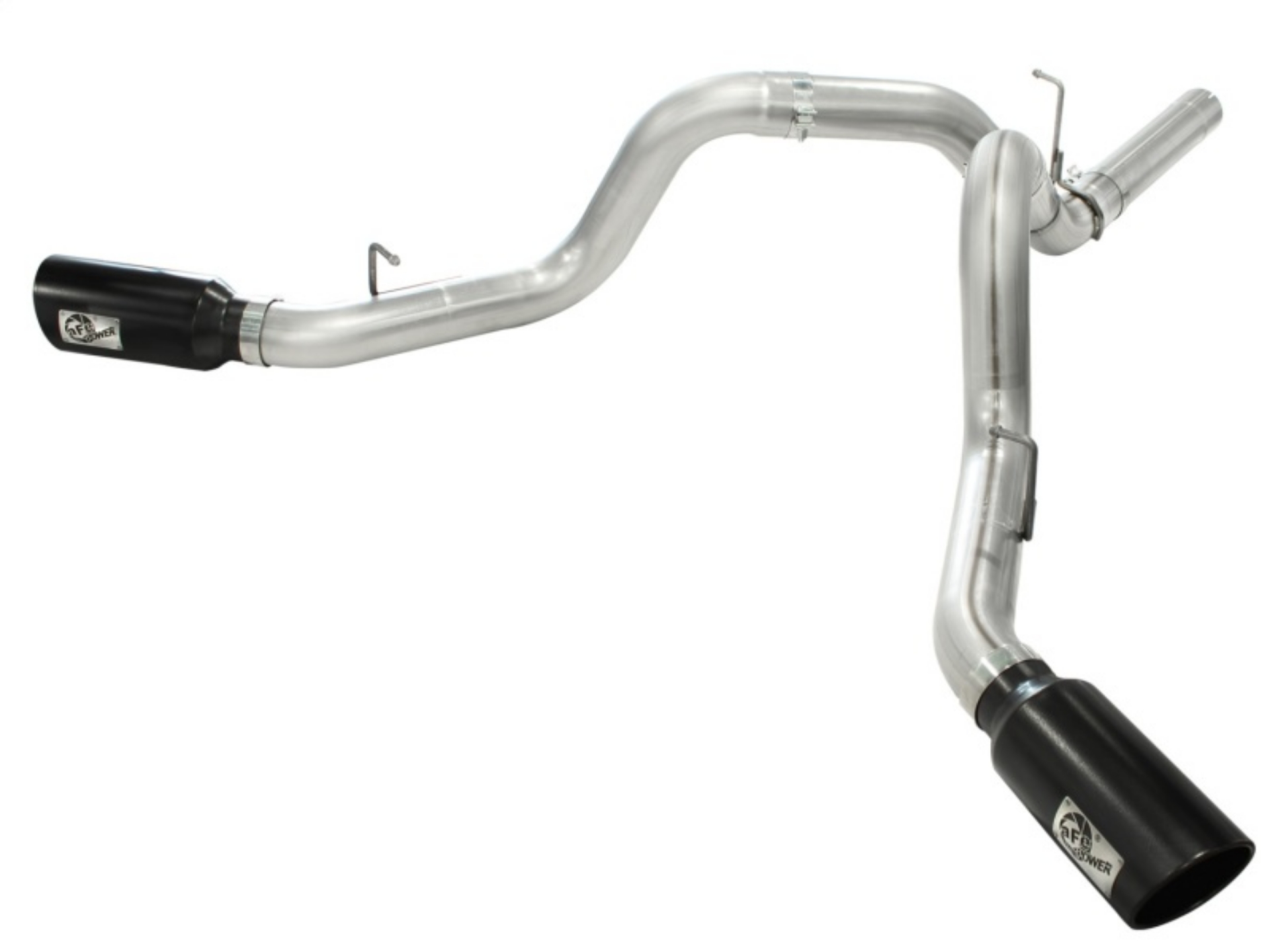 Picture of aFe MachForce XP Exhaust 4inch DP-Back All SS 2011-14 GM Diesel Trucks V8-6-6L LML Black Tips