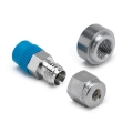 Picture of Autometer 3-16in Compression - 1-8in NPT Connector Fitting and Mating 1-8in NPT Weld Fitting