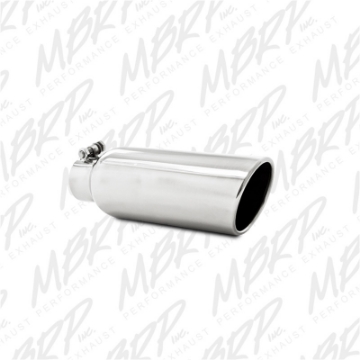 Picture of MBRP Universal Tip 4in OD 2-5in Inlet 12in Length Angled Cut Rolled End Clampless No-Weld T304