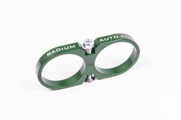 Picture of Radium Engineering 2-Piece Fuel Pump Clamp For Bosch 044 - Green W- Logo