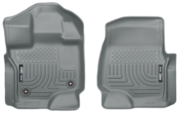 Picture of Husky Liners 15-23 Ford F-150 Super-Super Crew Cab WeatherBeater Grey Front Floor Liners
