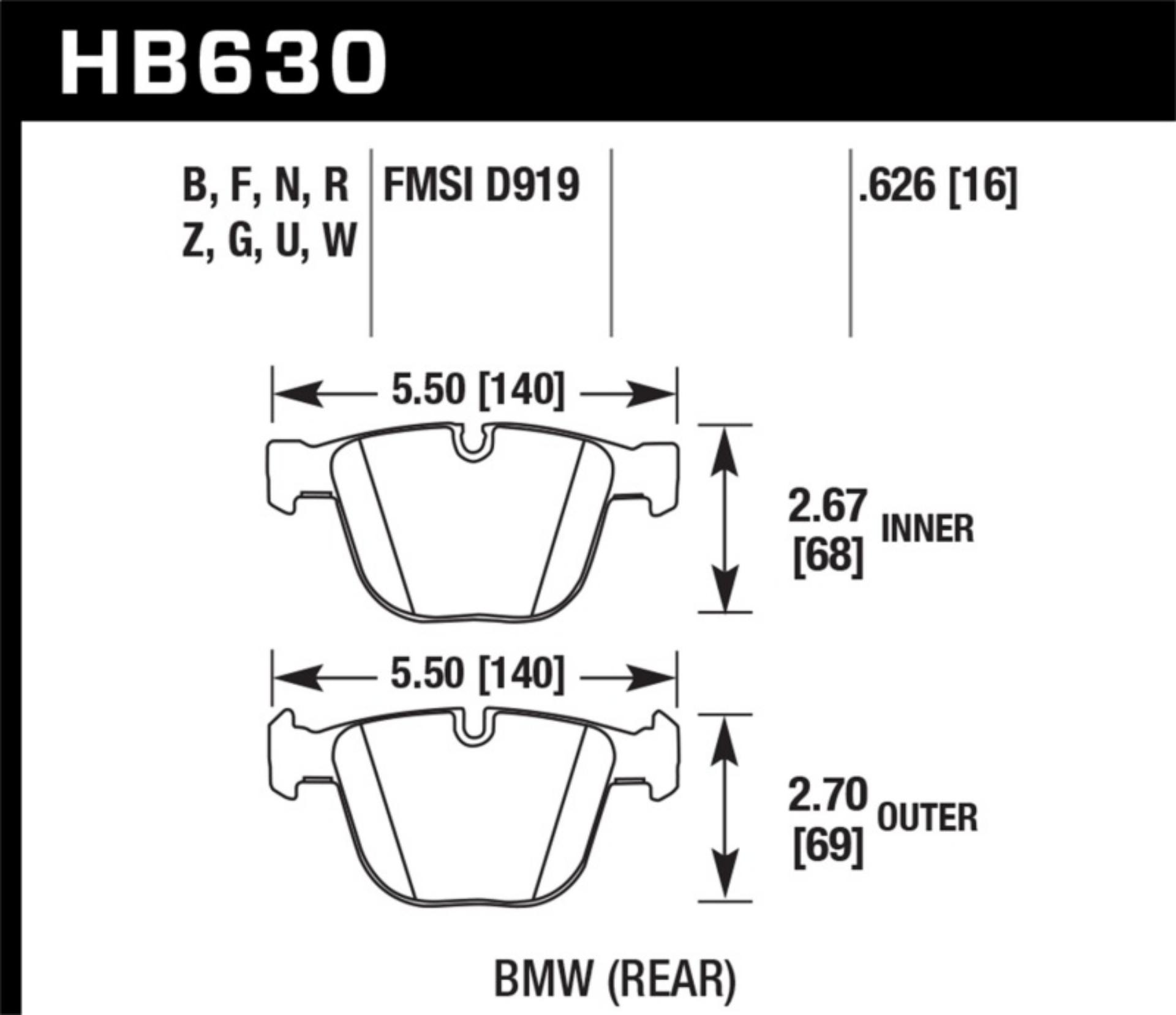 Picture of Hawk 06-10 BMW M5-M6 DC60 Rear Brake Pads