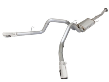 Picture of aFe MACHForce XP Exhaust 3in SS Dual Side Exit CB w- Polish Tips 15 Ford F150 Ecoboost V6-2-7L-3-5L