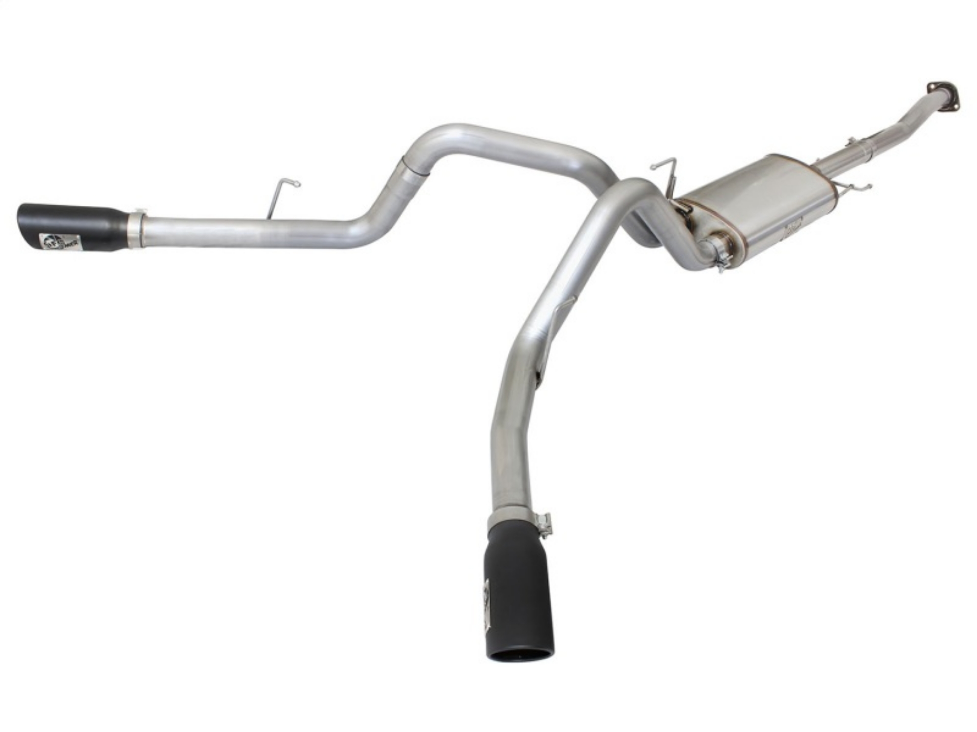 Picture of aFe MACHForce XP Exhaust 3in SS Dual Side Exit CB w- Black Tips 15 Ford F150 Ecoboost V6-2-7L-3-5L