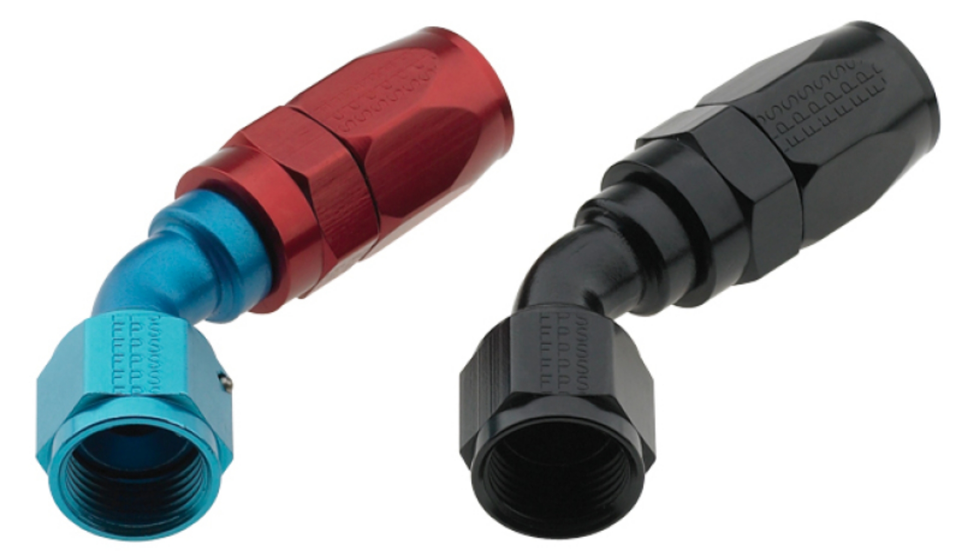 Picture of Fragola -8AN Fem x -6AN Hose 45 Degree Reducing Hose End - Blue-Red