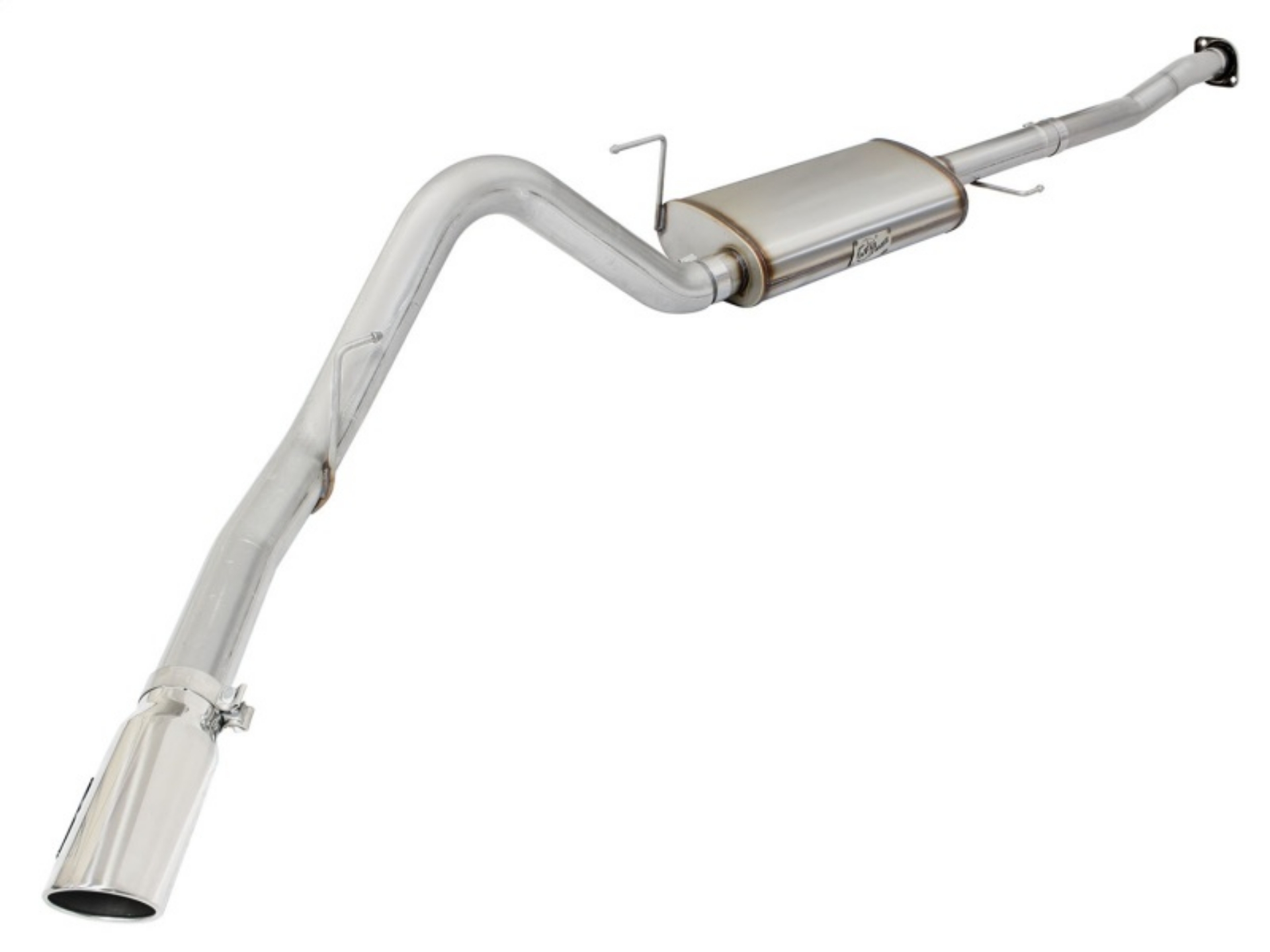 Picture of aFe MACHForce XP Exhaust 3in-3-5in SS Single Side Ext CB w- Polished Tips 15 Ford F150 V8 5-0L CC-SB