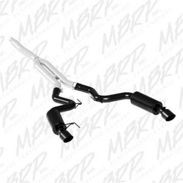 Picture of MBRP 15-19 Ford Mustang EcoBoost 2-3L Black 3in Cat Back Dual Split Rear Exit Race Version