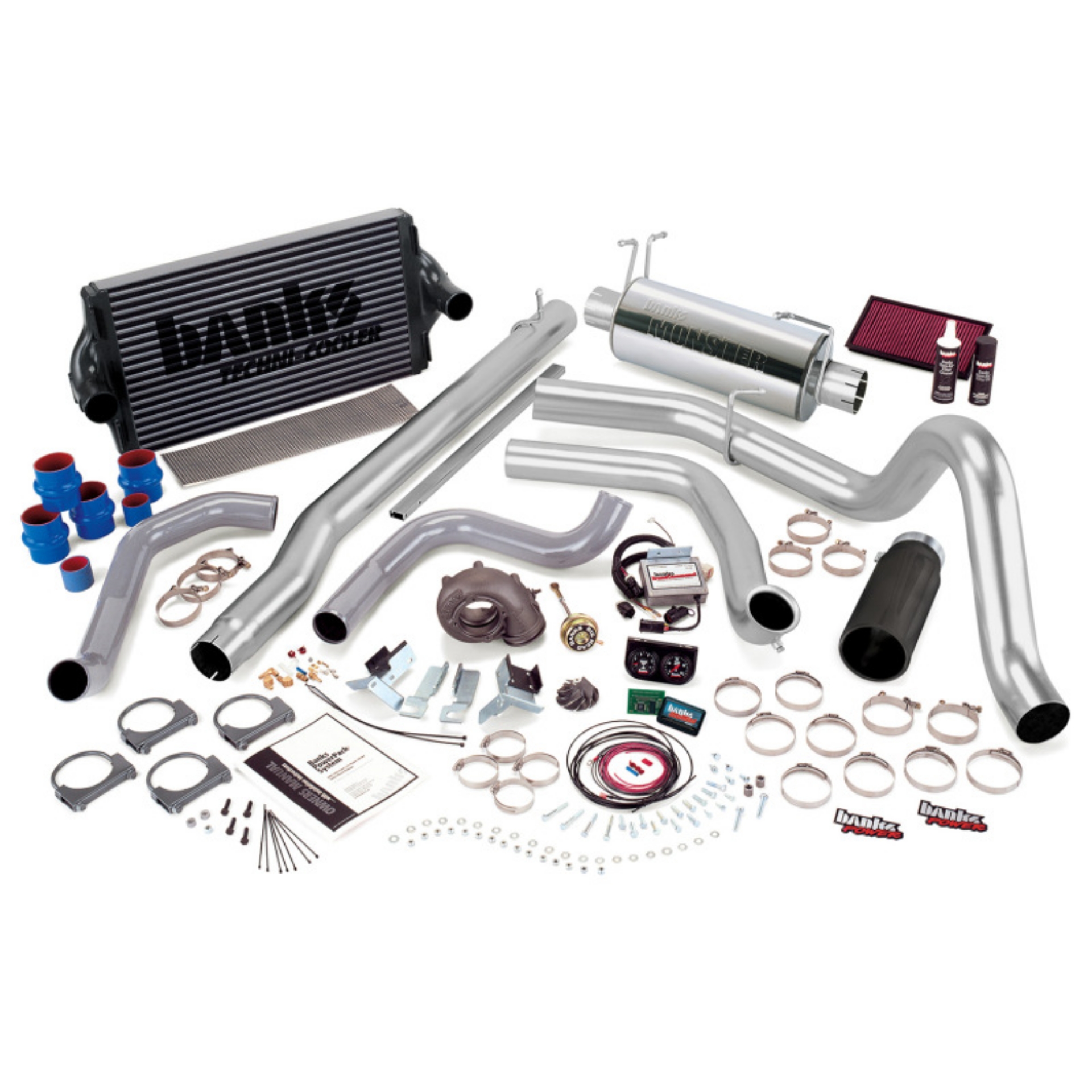 Picture of Banks Power 99-5-03 Ford 7-3L F250-350 Auto PowerPack System - SS Single Exhaust w- Black Tip