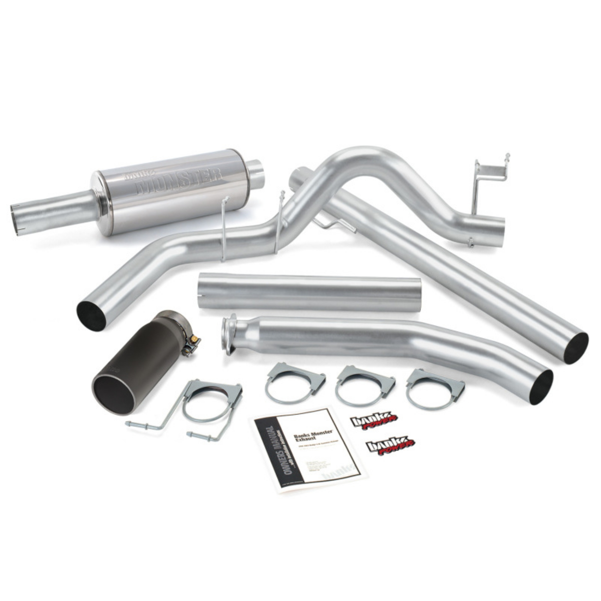 Picture of Banks Power 98-02 Dodge 5-9L Std Cab Monster Exhaust System - SS Single Exhaust w- Black Tip