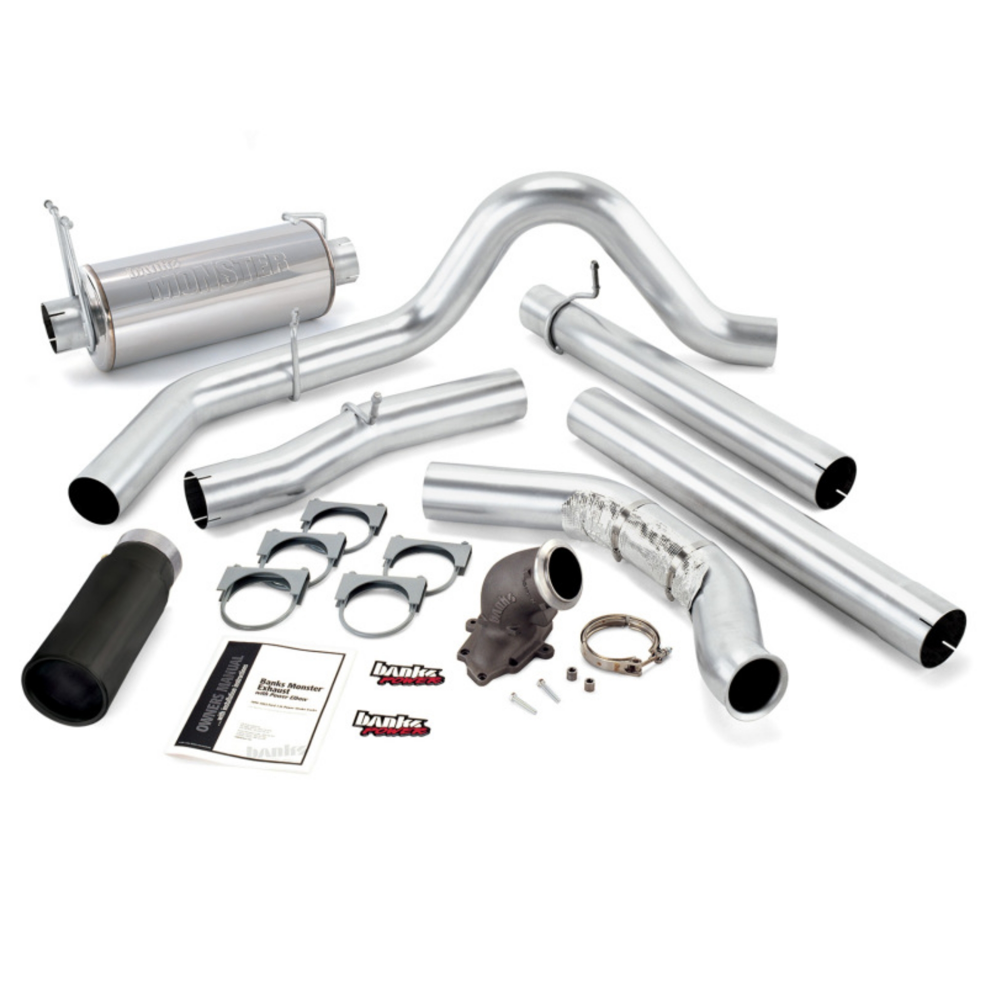 Picture of Banks Power 00-03 Ford 7-3L - Excursion Monster Exh w- Power Elbow - SS Single Exh w- Black Tip