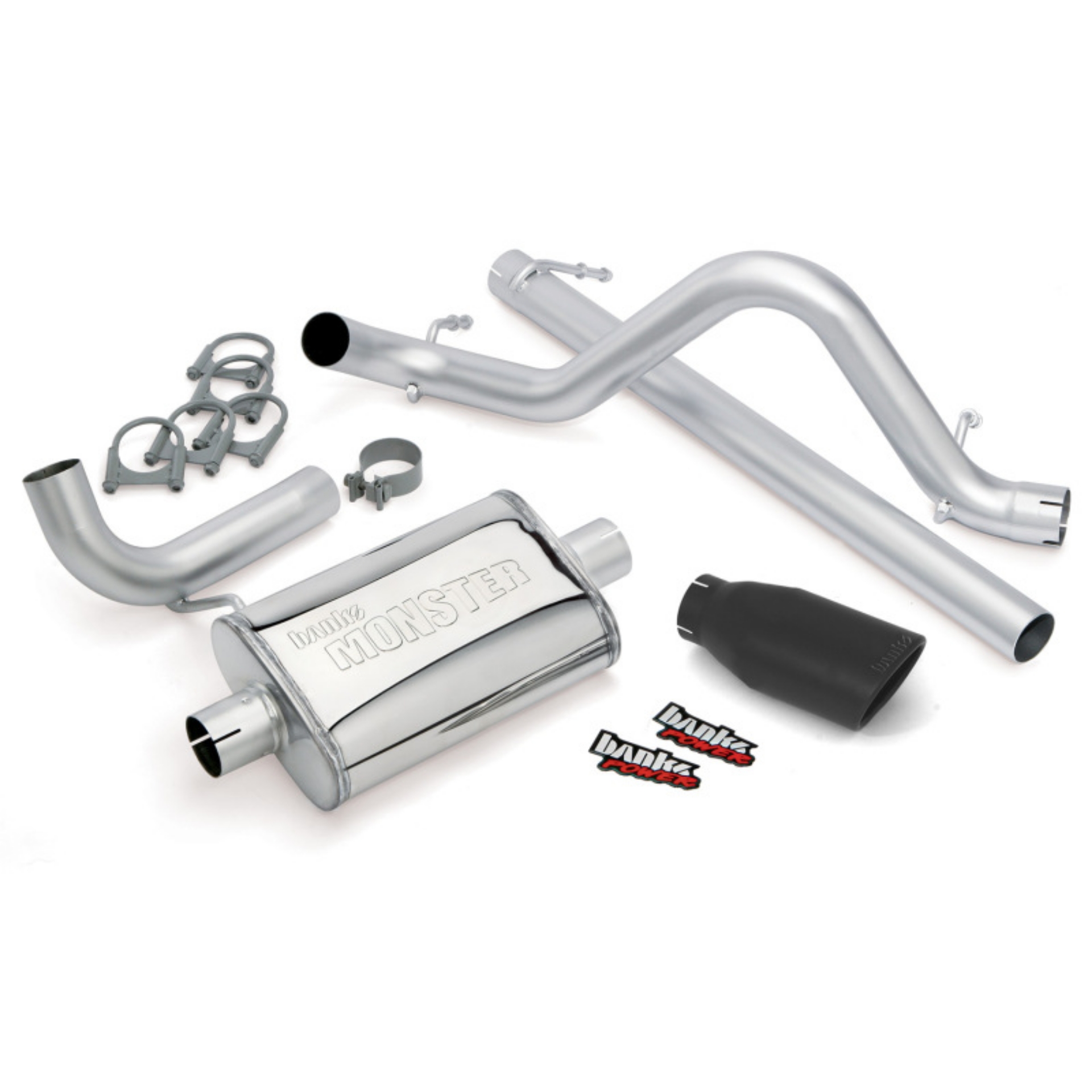Picture of Banks Power 07-11 Jeep 3-8L Wrangler - 2dr Monster Exhaust System - SS Single Exhaust w- Black Tip
