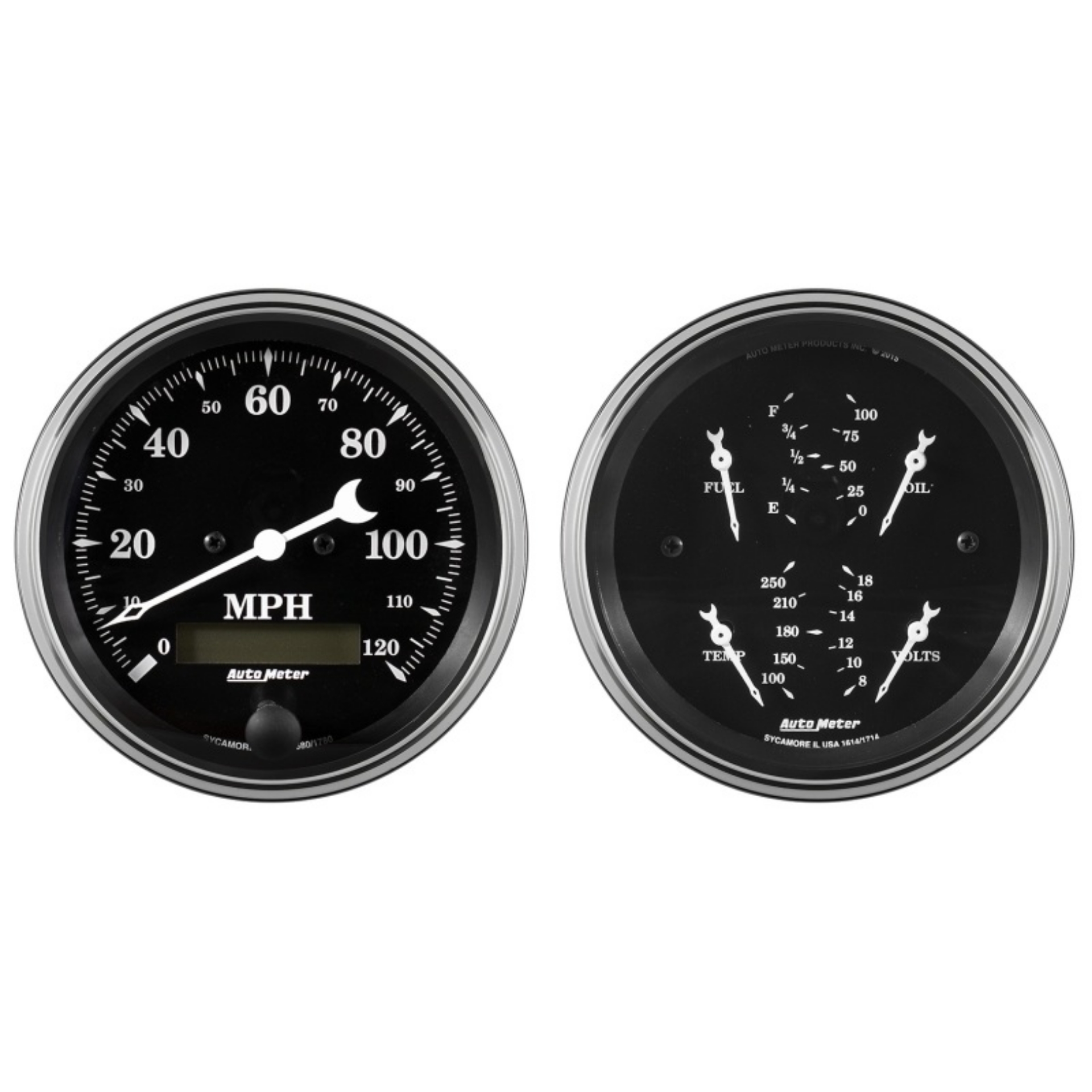 Picture of Auto Meter Gauge Kit 2 pc- Quad & Speedometer 3 3-8in Old Tyme Black