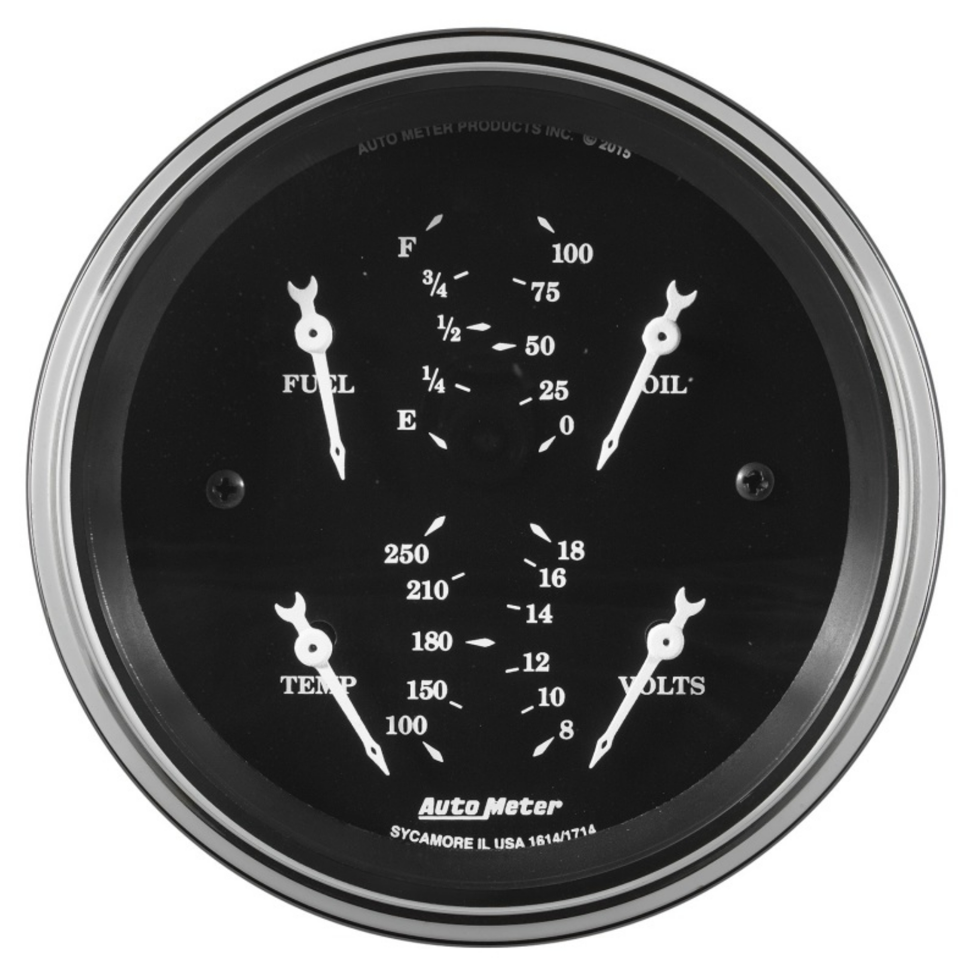 Picture of Auto Meter Gauge Quad 3 3-8in 0E-90F Elec Old Tyme Black