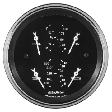 Picture of Auto Meter Gauge Quad 3 3-8in 0E-90F Elec Old Tyme Black