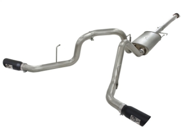 Picture of aFe MACHForce XP Exhaust 3in SS Dual Side Exit CB w- Black Tips 11-14 Ford F150 EcoBoost V6-3-5L TT