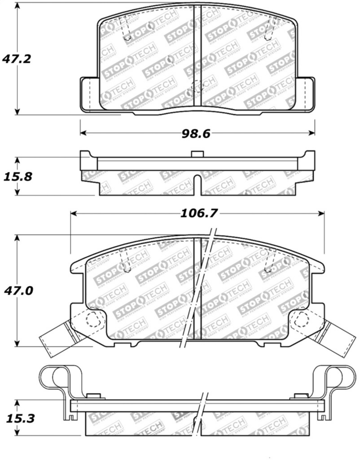 Picture of StopTech Street Touring 1-90-95-00-05 Toyota MR2-Spyder Rear Brake Pads
