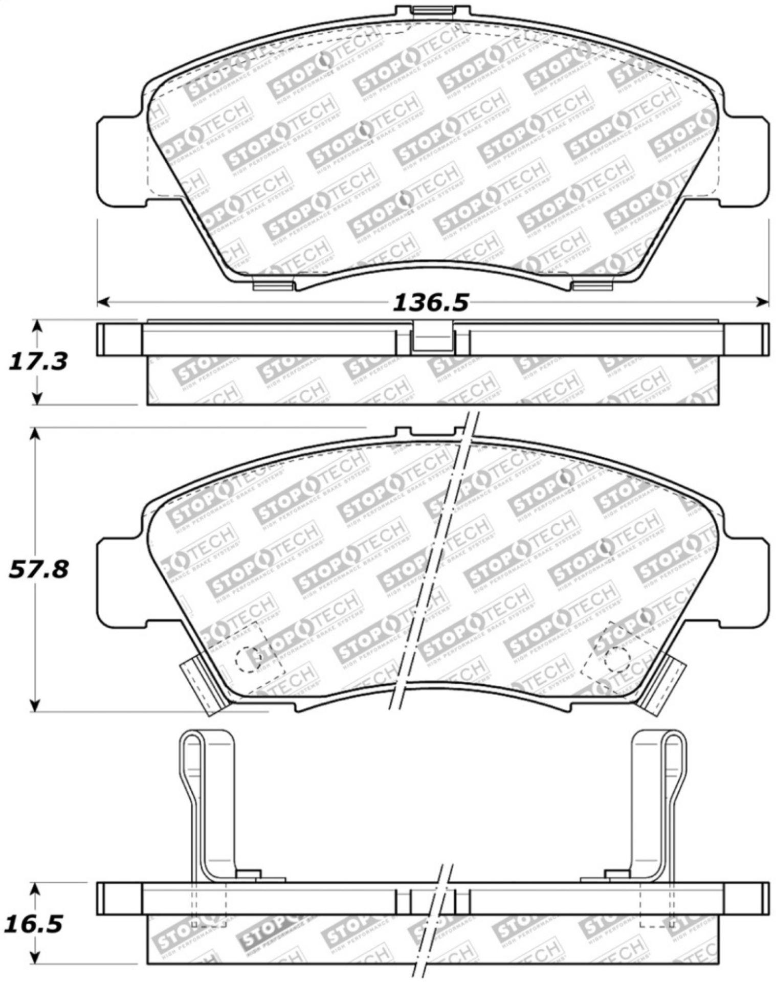 Picture of StopTech Street Touring 02-06 Acura RSX Type S - 93-95 Civic Coupe - 04-05 Civic Si