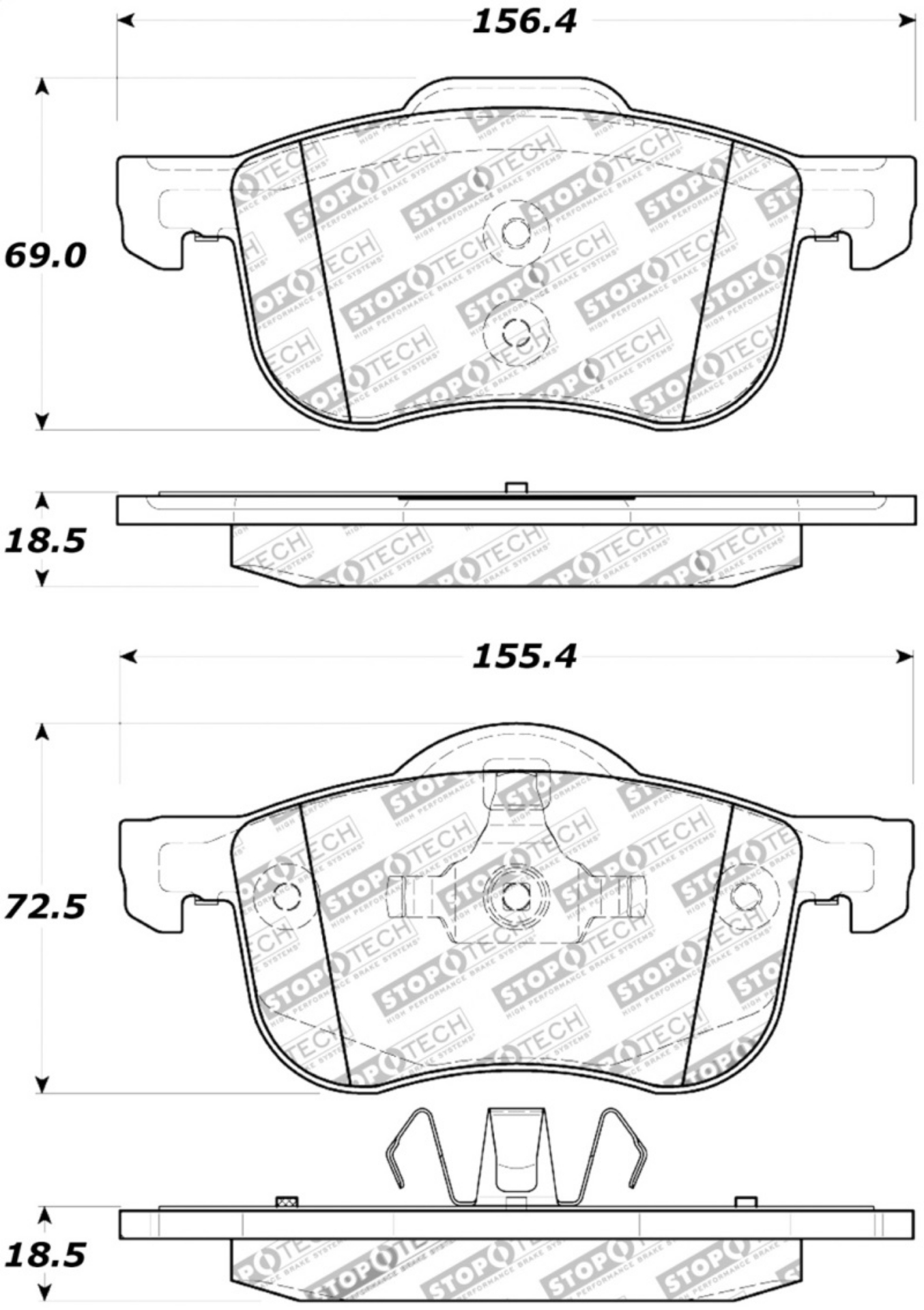 Picture of StopTech Street Touring 01-09 Volvo S60 - 99-06 S80 - 01-07 V70-V70R Front Brake Pads