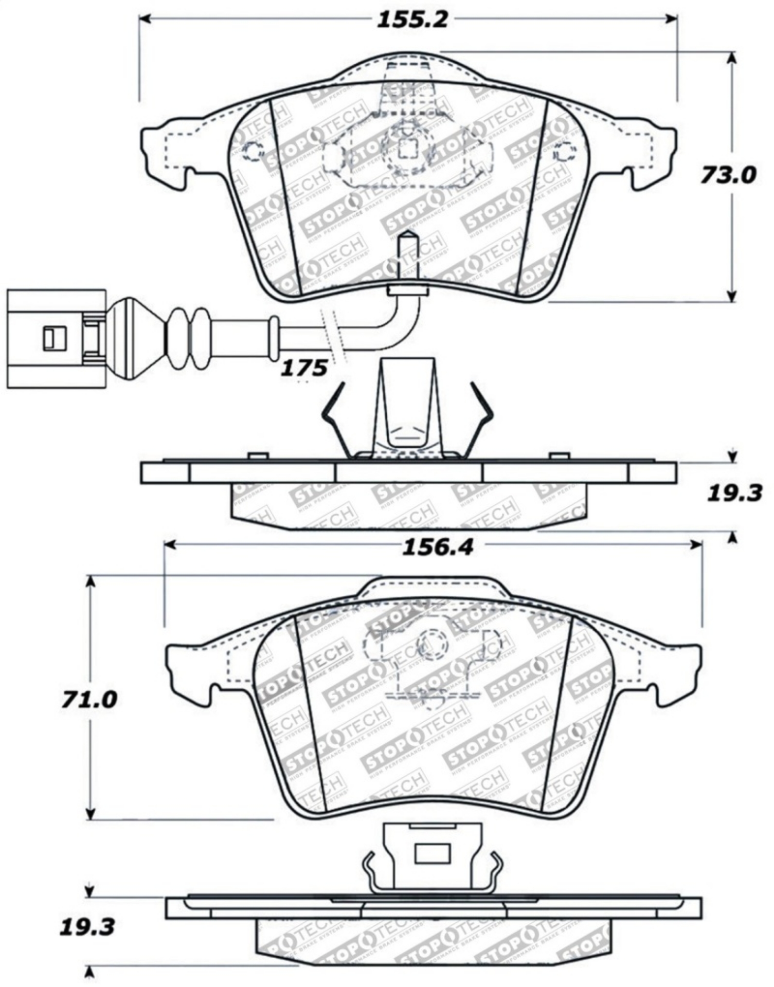 Picture of StopTech Street Touring 08-09 VW Golf R-Golf R32 - Front Brake Pads