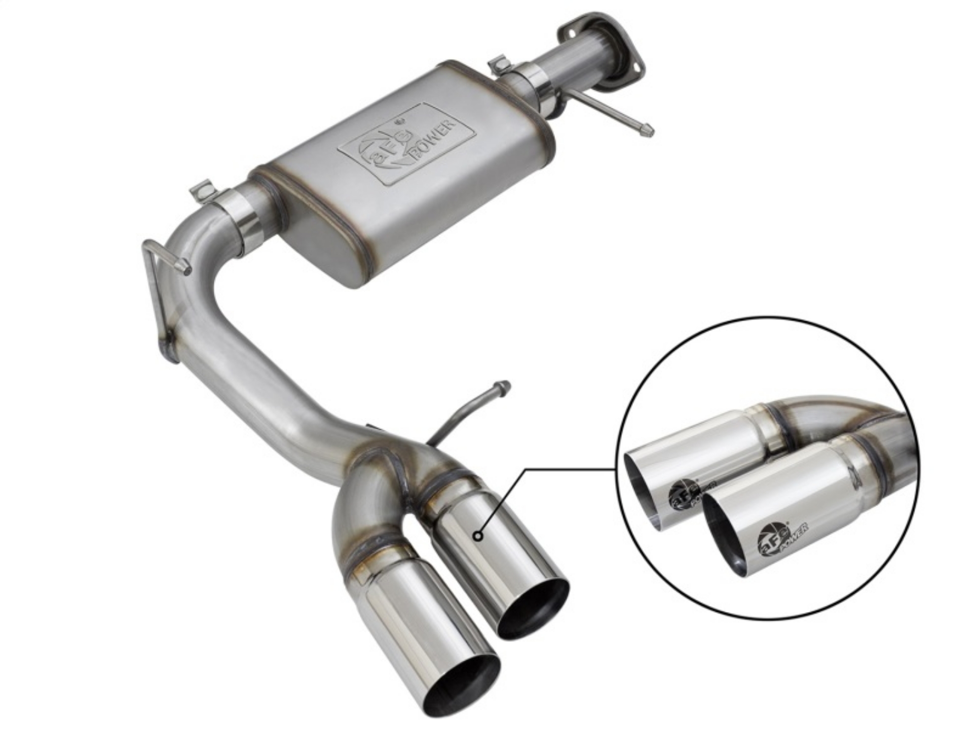 Picture of aFe Rebel Series CB 3in Middle Side Exit SS Exht w-Polish Tips 15-17 Chevy Colorado - GMC Canyon