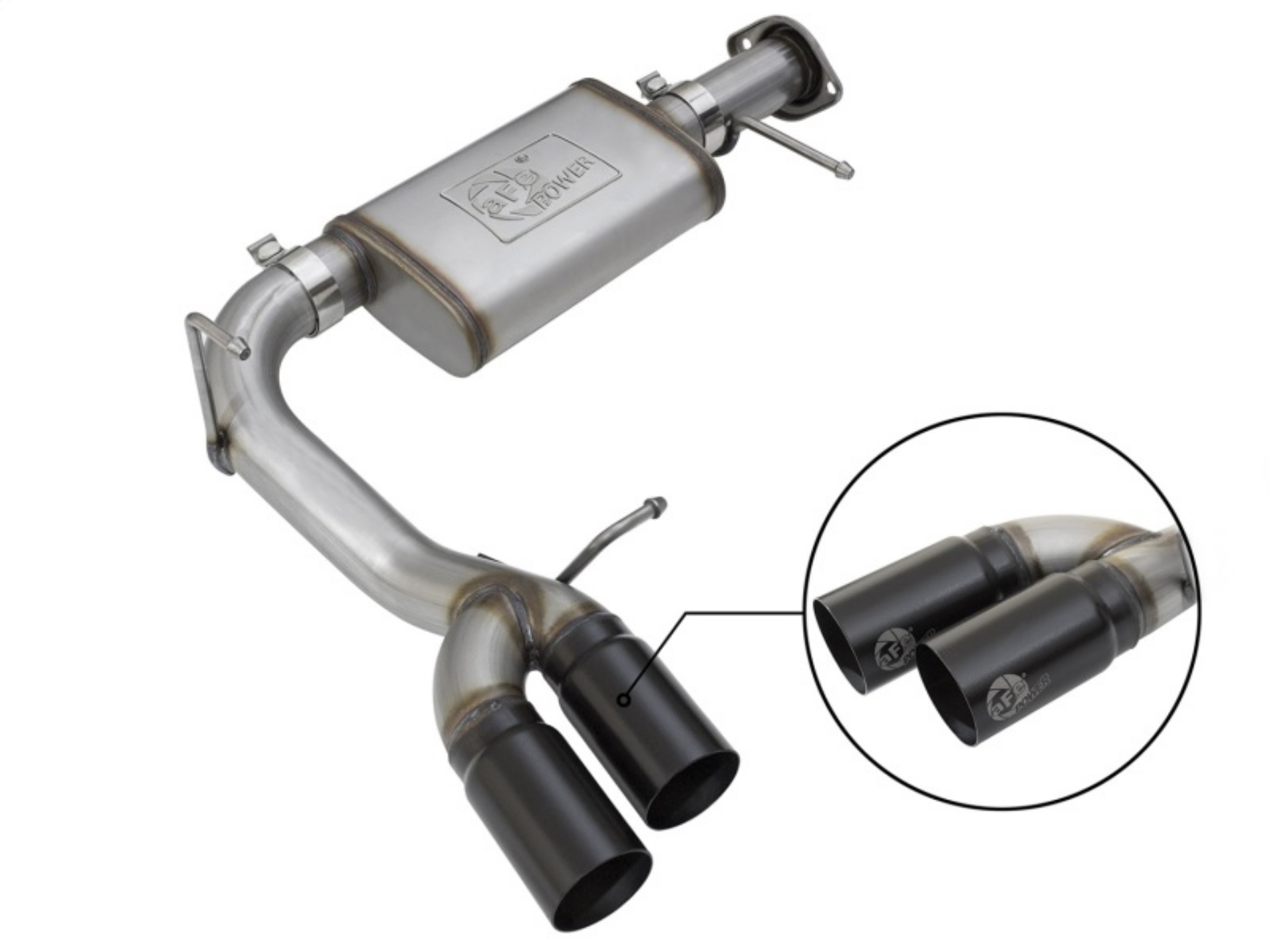 Picture of aFe Rebel Series CB 3in Middle Side Exit SS Exht w- Black Tips 15-17 Chevy Colorado - GMC Canyon